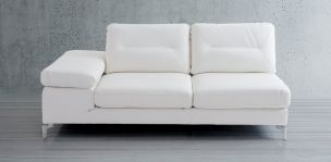 Sofá 3 Plazas Izquierdo de Piel Biccari Blanco 