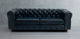 Sofá de Piel Windsor Azul