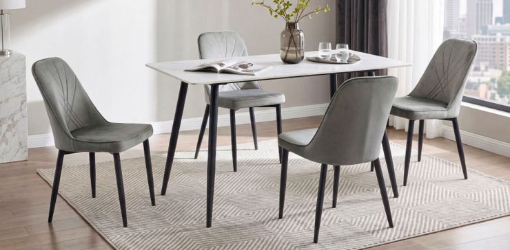 Comedor 132 x 70 cm Lissa Gris 5 Piezas