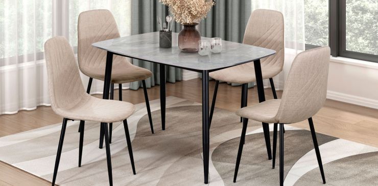 Comedor 120 x 80 cm Luana Gris 5 Piezas