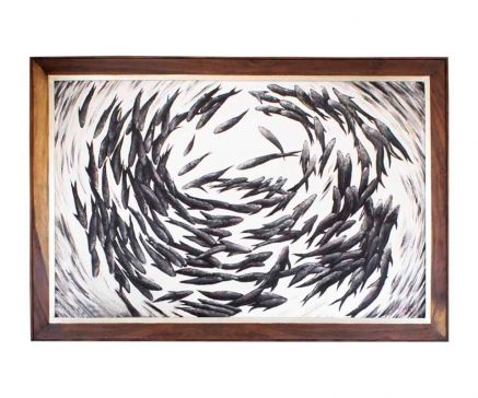 Cuadro Cardumen Parota y Plata 185 x 125 cm