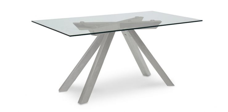 Mesa Comedor Rectangular de Cristal 160 x 90 cm Zeit Gris