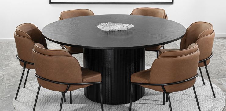 Comedor 160 cm Astor Negro con 6 Sillas Elan