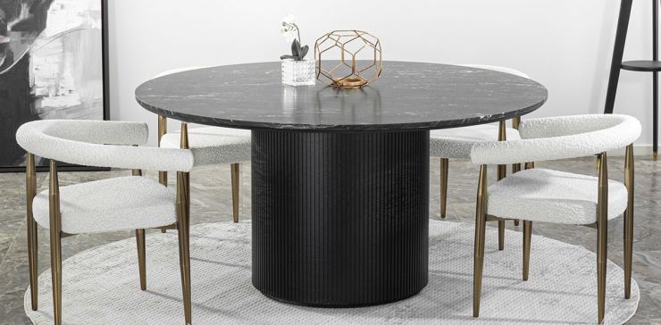 Comedor 160 cm Astor Negro Granito con 6 Sillas Marian