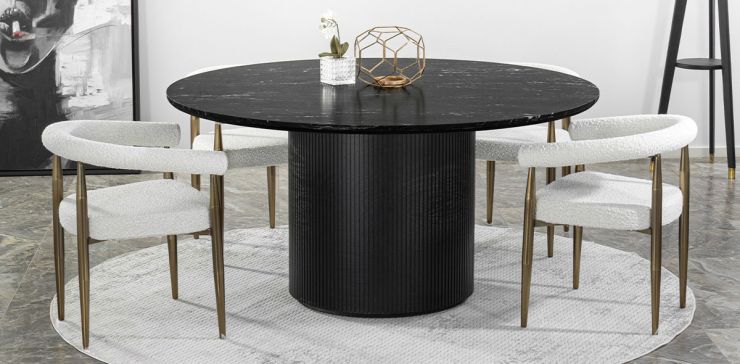 Comedor 160 cm Astor Negro Granito con 6 Sillas Marian