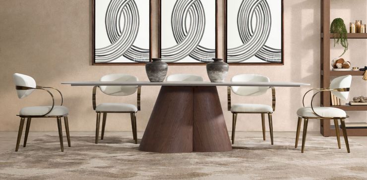 Comedor de Cerámica 270 x 120 cm Ginger con 6 Sillas Lacey