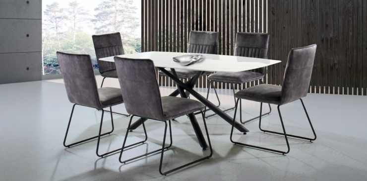 Comedor 180 x 96 cm Blake con 6 Sillas Beckett