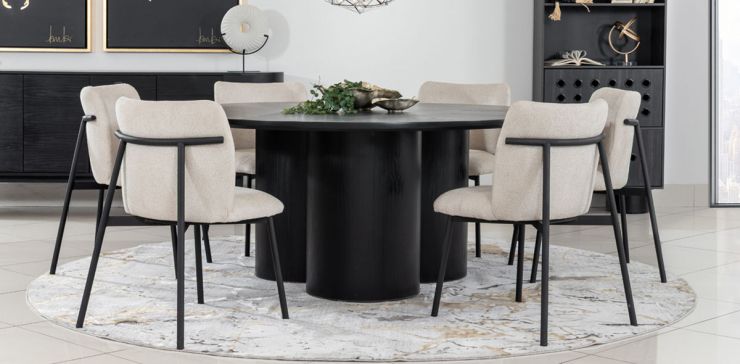 Comedor 180 cm Curvatura con 6 Sillas Curve Negro