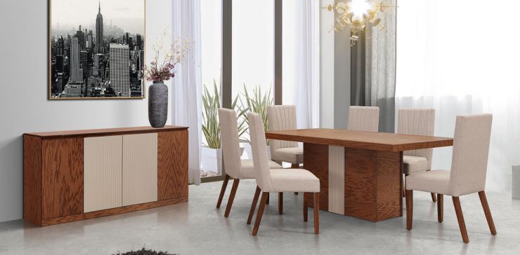 Comedor 180 x 100 cm Divano con 6 Sillas