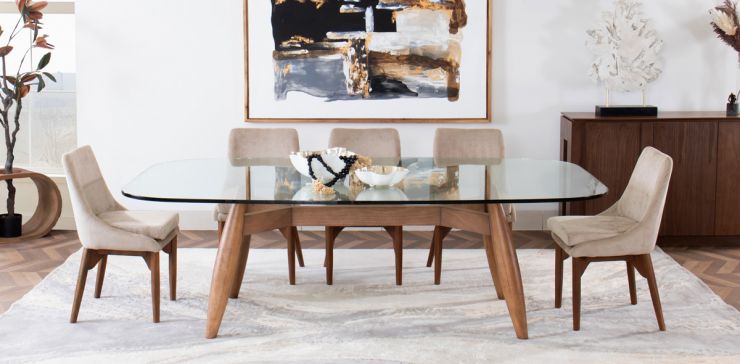 Comedor de Cristal 240 x 120 cm Donato con 6 Sillas Allegra