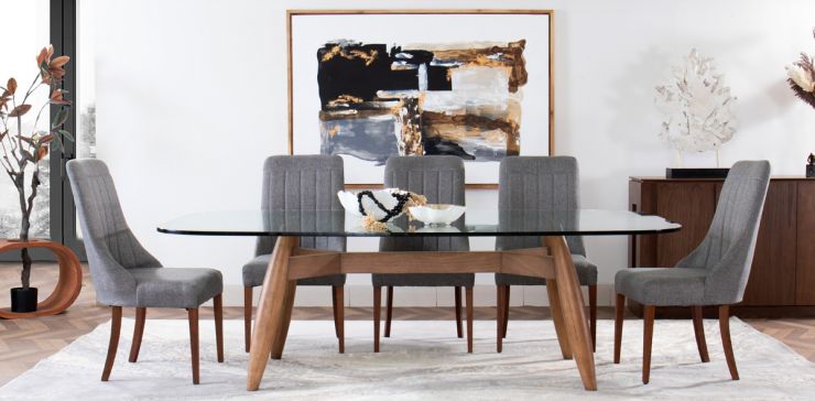 Comedor de Cristal 240 x 120 cm Donato con 6 Sillas Burgos