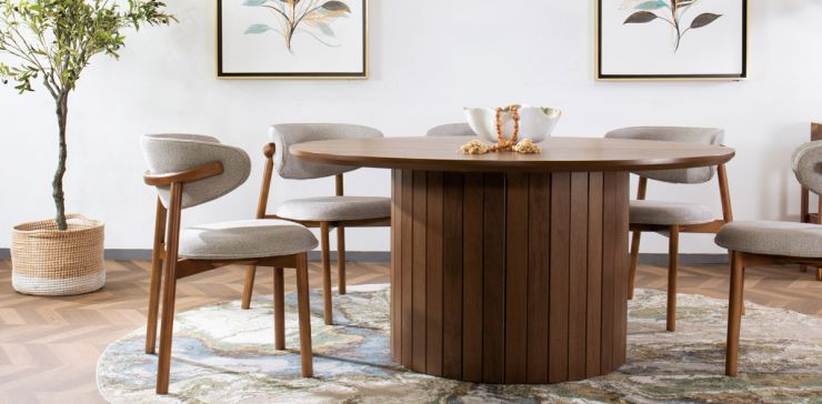Comedor 160 cm Dunna Nogal con 5 Sillas Malbec