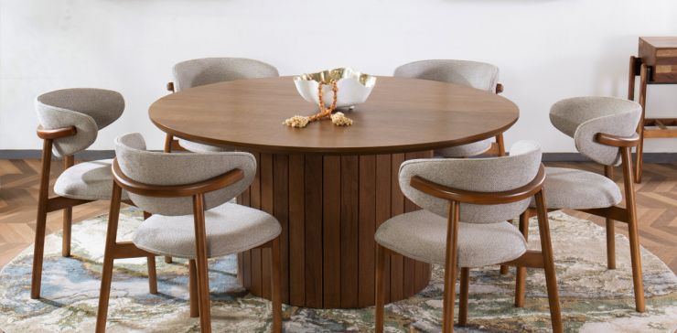 Comedor 160 cm Dunna Nogal con 6 Sillas Malbec