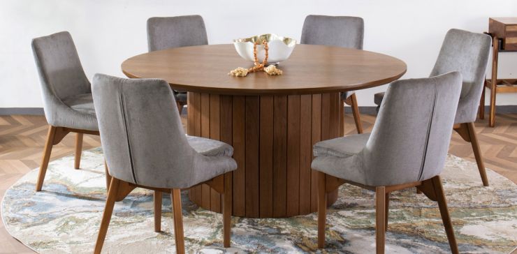 Comedor 160 cm Dunna Nogal con 6 Sillas Allegra