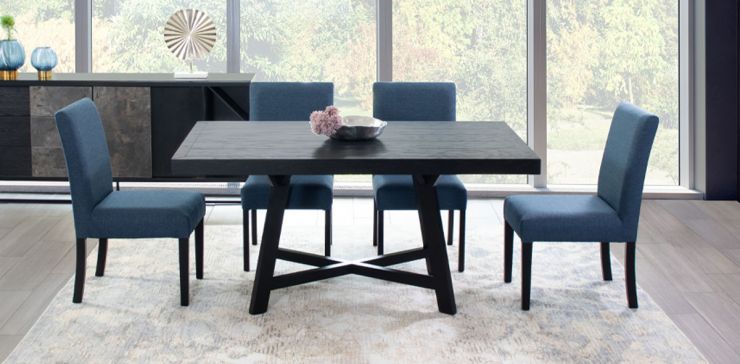 Comedor Granada Negro y 4 Sillas Trend Navy