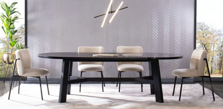 Comedor Granate 260 x 110 cm con 4 Sillas Curve