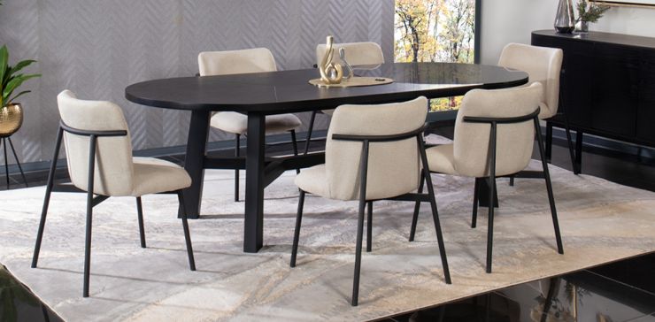 Comedor Granate 260 x 110 cm con 6 Sillas Curve