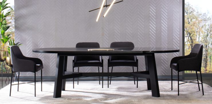 Comedor Granate 260 x 110 cm con 4 Sillas Omega
