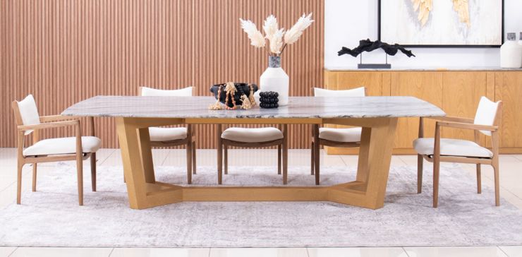 Comedor Rosa Morada/Granito 280 x 150 cm Huxley con 6 Sillas