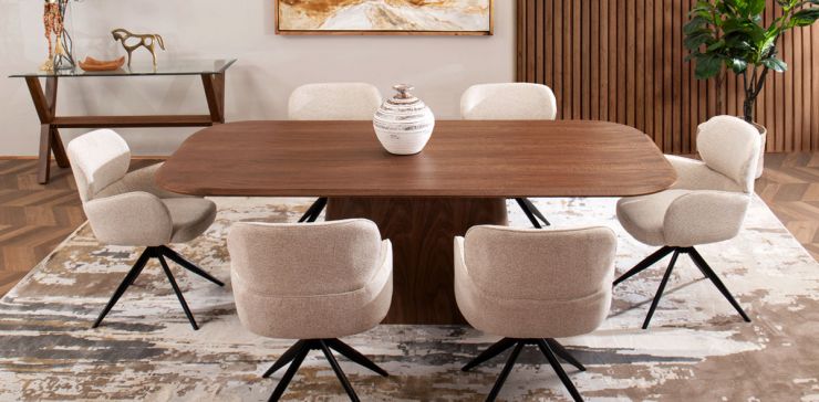 Comedor 220 x 110 cm Jillian Nogal con 6 Sillas