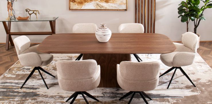 Comedor 220 x 110 cm Jillian Nogal con 6 Sillas