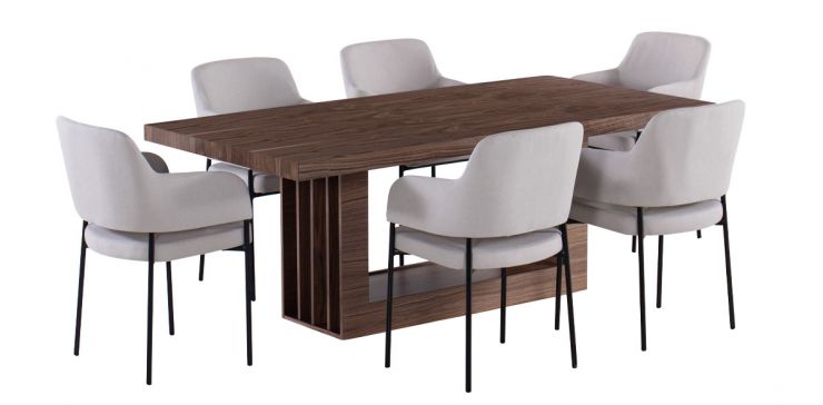 Comedor 200 x 100 cm Kore con 6 Sillas Guiza