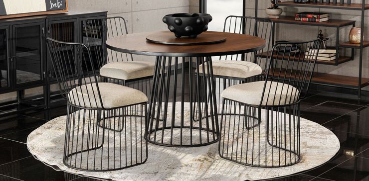 Comedor 120 cm Buda con 4 Sillas Arpa