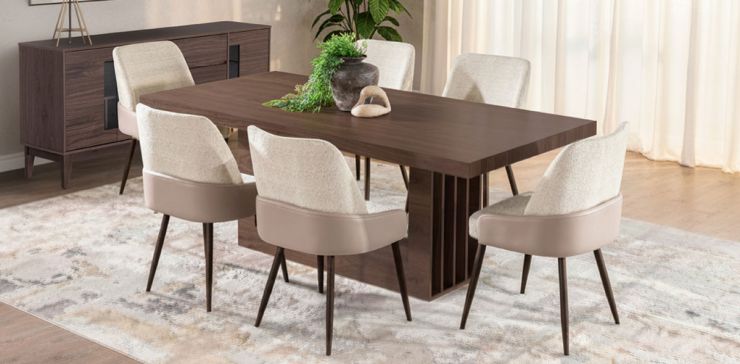 Comedor  200 x 100 cm Kore con 6 Sillas Breda