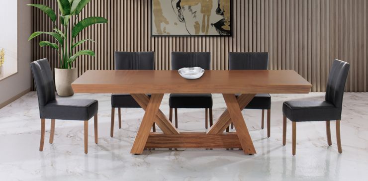 Comedor 240 X 120 cm Matera con 6 Sillas Altare Gris