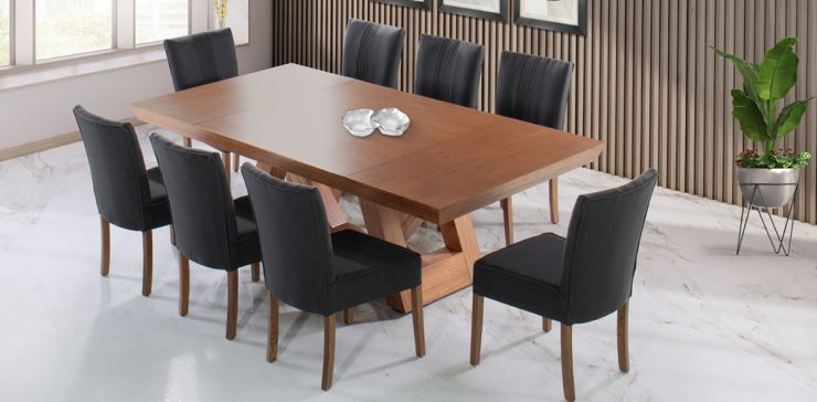 Comedor 240 X 120 cm Matera y 8 Sillas Altare Gris