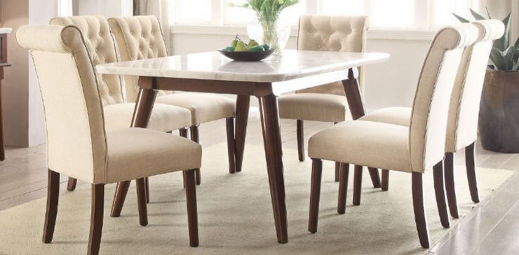 Mesa Comedor Rectangular Mármol Gasha Blanco