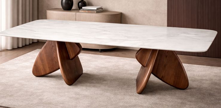 Mesa Comedor de Mármol 240 x 120 cm Nero Blanco
