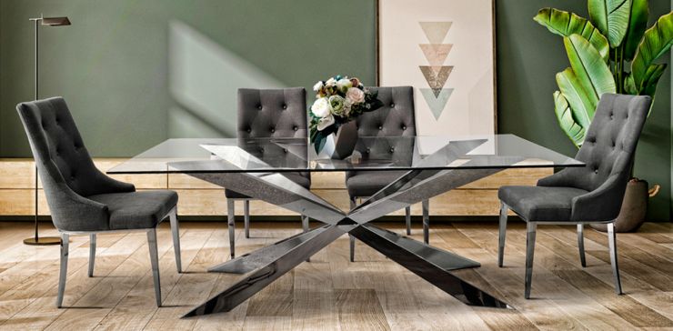Comedor 210 X 110 Cm Rectangular Brent Vidrio