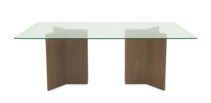 Mesa Comedor de Cristal 200 x 100 cm Ketro Nogal