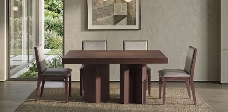Comedor 150 x 90 cm Kiran Nogal con 4 Sillas
