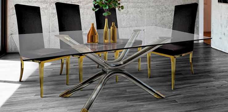 Mesa Comedor 200 X 100 Cm Rectangular Poulette Vidrio
