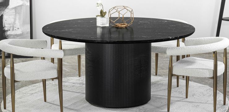 Mesa Comedor de Granito 160 cm Astor Negro