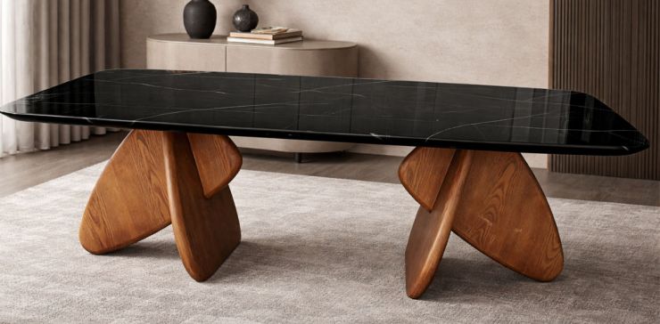 Mesa Comedor de Mármol 240 x 120 cm Nero Negro