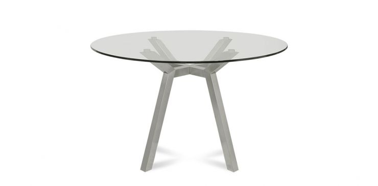 Mesa Comedor Redonda De Cristal Templado Amia Plata