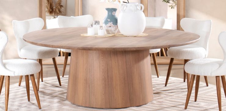 Mesa Comedor Redonda 200 cm Aire Rosa Morada