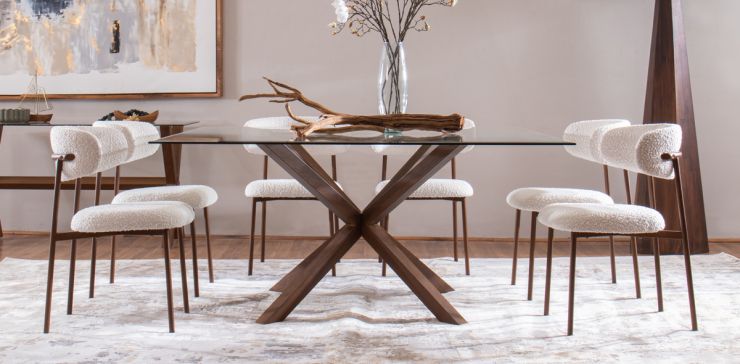 Comedor 160 x 160 cm New Shanghai Nogal con 6 Sillas
