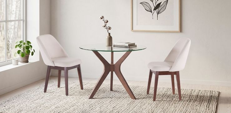 Comedor 100 cm Owe Nogal con 2 Sillas Carmina