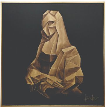 Cuadro Decorativo 120 X 120 Cm Monalisa Dorado