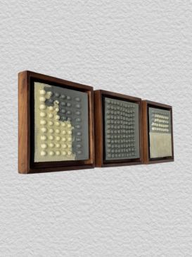 Cuadro Decorativo 40 x 40 cm Triptico Bolas Bqe Parota
