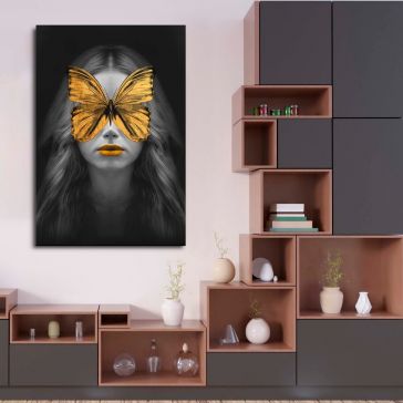 Cuadro Decorativo 80 x 130 cm Mujer con Mariposa Kyz Multicolor
