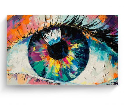 Cuadro 70 X 105 Cm Pintura de Ojo Oleo Kyz Tela Multicolor