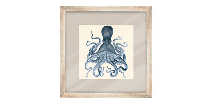 Cuadro Decorativo 60 x 60 cm Ocean Squid Plata