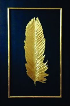 Cuadro 80 X 120 Cm Gold Feathers Azul Wh