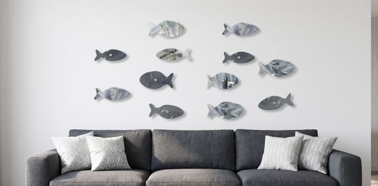 Figura de Cristal 90 x 180 cm Salmon Multicolor 12 Piezas