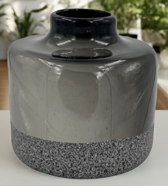Jarrón de Cristal 20 x 20 cm Balero Aplanado Dzo Gris